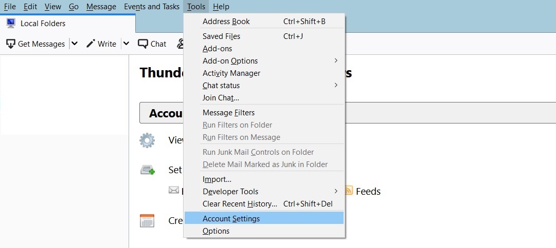Thunderbird account settings
